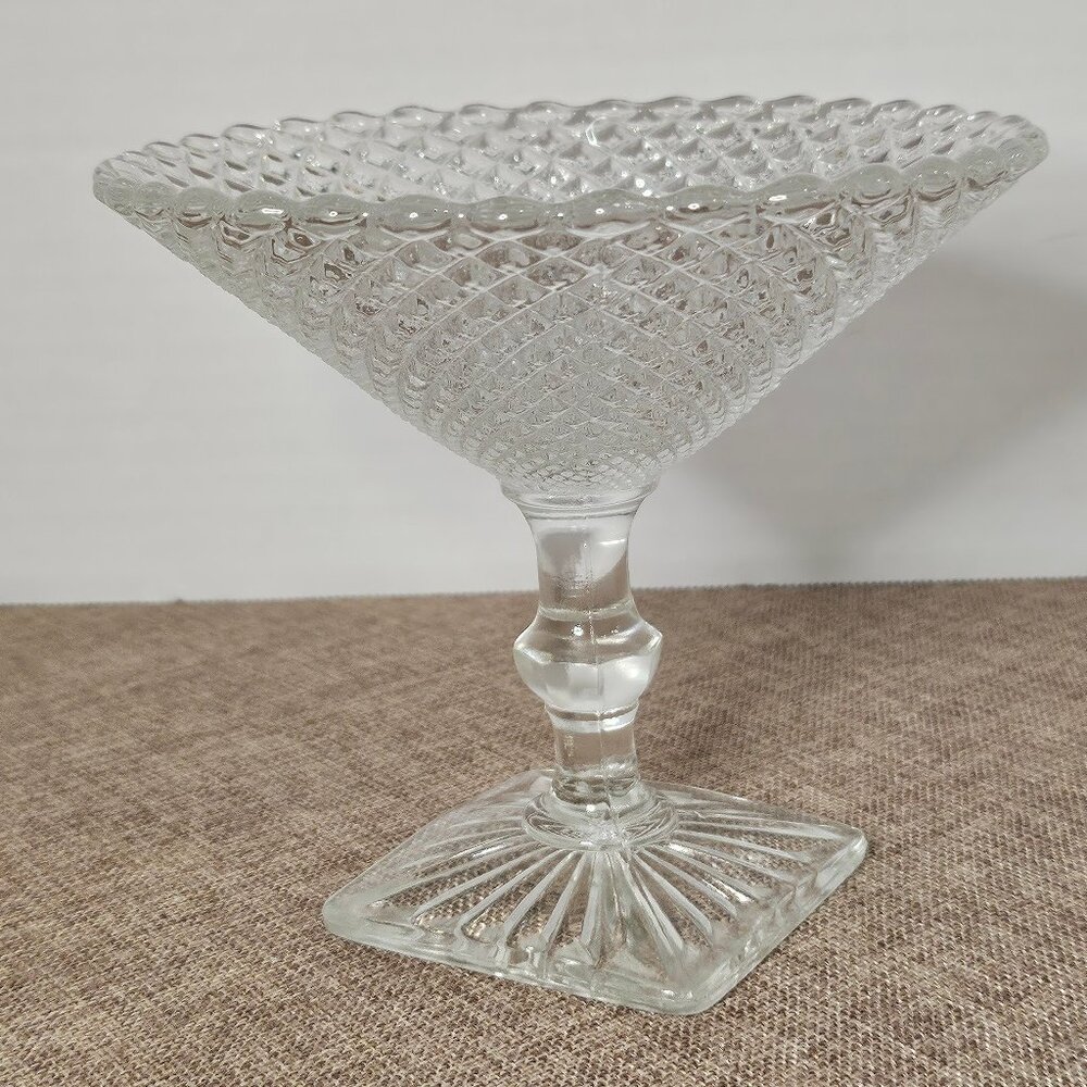 Vintage EAPG Westmoreland #555-2 Clear English Hobnail Compote Glass Candy Dish